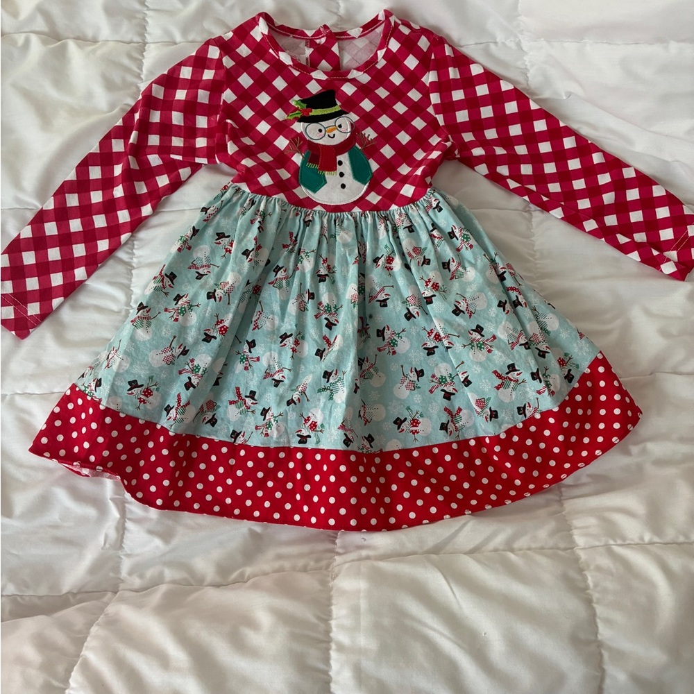 Red and Blue Snowman Dress